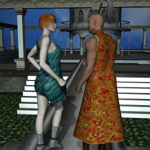 His Grace Jamien Little meeting with the Lady Mayor, Sasha O'Donnelly, in the Imperial gardens.